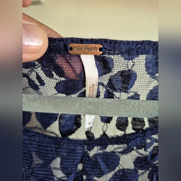 Free People Navy Lace Long Sleeve Dress - Picture 3 of 5